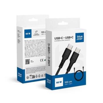 Blue Star Type-C - Type-C adatkábel 1m 3A 60W - fekete kép