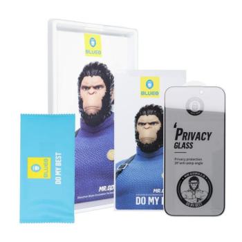 BlueO Mr. Monkey Glass Strong Privacy betekintésvédett edzett üveg fekete szegéllyel iPhone 17 Pro kép