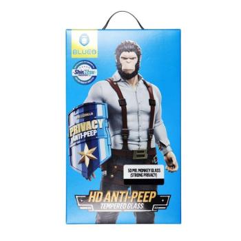 BlueO Mr. Monkey Glass Strong Privacy betekintésvédett edzett üveg fekete szegéllyel iPhone 17 kép