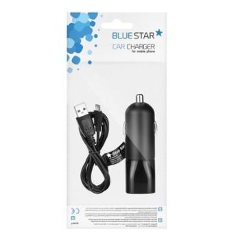 BlueStar fekete szivartöltőfej 2A + fekete micro usb kábel kép