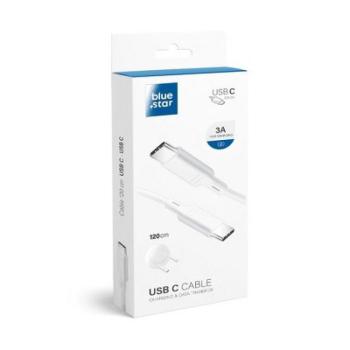 BlueStar Type-C - Type-C fehér adatkábel 1,2m 3A kép