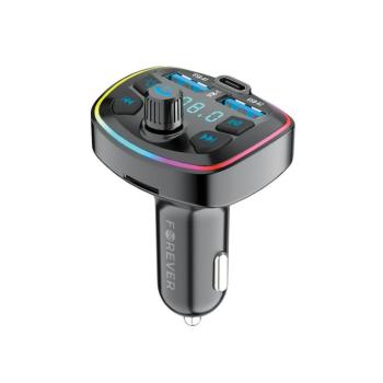 Bluetooth FM transmitter, 2xUSB/1xType-C/SD kártya foglalat, 3A/20W, fekete, Forever TR-360 kép