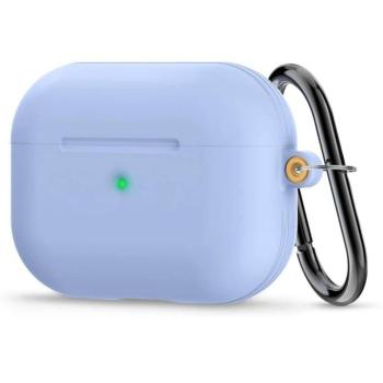 Bluetooth fülhallgató töltőtok tartó, szilikon, vezeték nélküli töltés támogatás, karabiner, Apple AirPods Pro kompatibilis, Spigen Ciel Cyrill Basic, kék kép