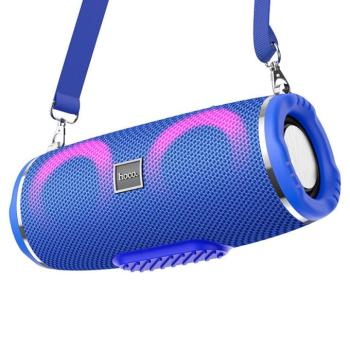 Bluetooth hordozható hangszóró, 2 x 5W, v5.0, Beépített FM rádió, TF kártyaolvasó, USB aljzat, 3.5mm, RGB világítás, felakasztható, vízálló, Hoco HC12, kék kép