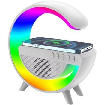 Bluetooth hordozható hangszóró, 3W, v5.3, Beépített FM rádió, TF kártyaolvasó, USB aljzat, Qi vezeték nélküli töltővel, 3.5mm, Kihangosított hívás támogatás, LED-es hangulatvilágítás, G500, fehér kép