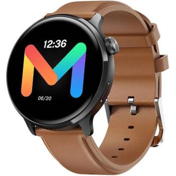 Bluetooth okosóra, műbőr szíj, fémház, v5.1, AMOLED kijelző, aktivitás és egészség mérő, vízálló, Mibro Watch Lite 2, sötétszürke/barna, gyári kép