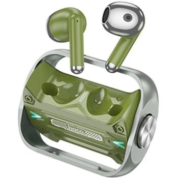 Bluetooth sztereó fülhallgató, v5.3, TWS, töltőtok, érintés vezérlés, Hoco EW55 Trendy True, sötétzöld kép
