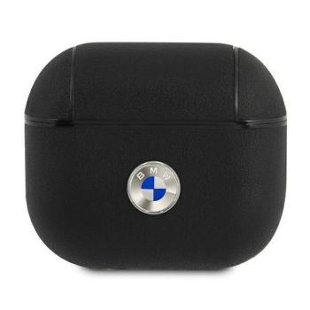 BMW BMA3SSLBK AirPods 3 fekete valódi bőr ezüst logós tok kép