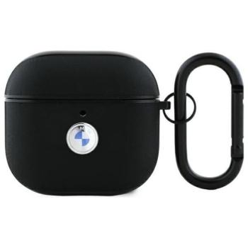 BMW BMA4SSLBK Geniune Leather Silver Logo tok AirPods 4 - fekete kép