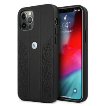 BMW BMHCP12MRSPPPK iPhone 12/12 Pro 6,1&quot; fekete bőr Curve perforált keménytok kép