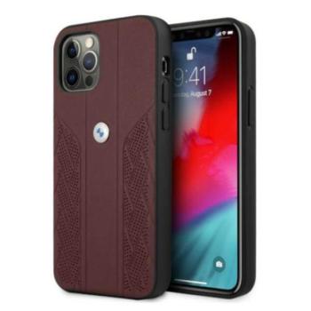 BMW BMHCP12MRSPPR iPhone 12/12 Pro 6,1&quot; piros bőr Curve perforált keménytok kép