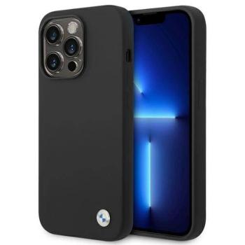 BMW BMHCP14XSILBK iPhone 14 Pro Max 6,7&quot; fekete szilikon fém logós tok kép