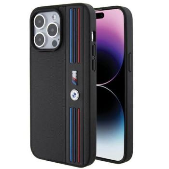 BMW BMHCP15L22PPMK iPhone 15 Pro 6.1&quot; fekete Tricolor M kollekció tok kép