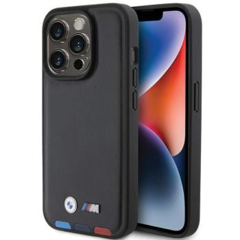 BMW BMHCP15L22PTDK iPhone 15 Pro 6.1&quot; fekete bőr bélyegző Tricolor tok kép