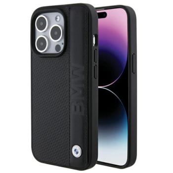 BMW BMHCP15L22RDPK iPhone 15 Pro 6.1&quot; fekete keménytok bőr texturált és csíkos bőr kép