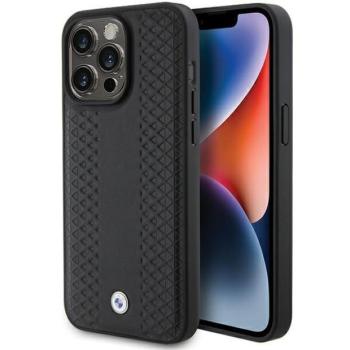 BMW BMHCP15L22RFGK iPhone 15 Pro 6.1&quot; fekete bőr gyémánt mintás tok kép