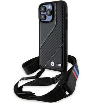 BMW BMHCP15L23PSCCK iPhone 15 Pro 6.1&quot; fekete keménytok M Edition Carbon Stripe &amp; Strap kép