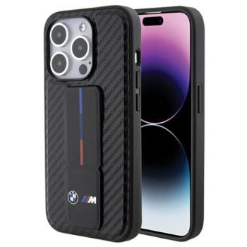 BMW BMHCP15LGSPCCK iPhone 15 Pro 6.1&quot; fekete keménytok Grip Stand Smooth &amp; Carbon kép