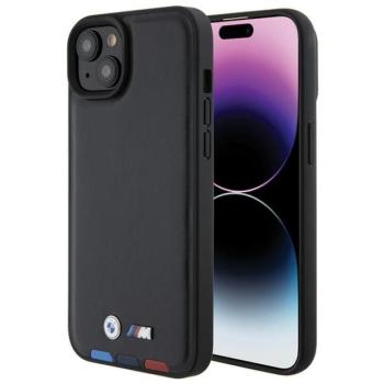 BMW BMHCP15M22PTDK iPhone 15 Plus / 14 Plus 6,7&quot; fekete bőr bélyegző Tricolor tok kép