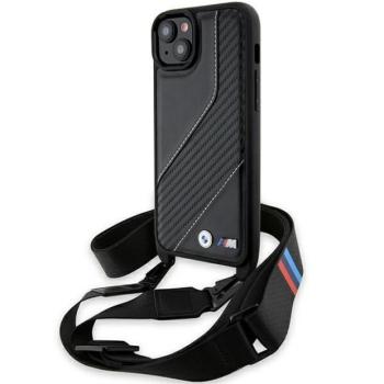 BMW BMHCP15M23PSCCK iPhone 15 Plus 6.7&quot; fekete keménytok M Edition Carbon Stripe &amp; Strap kép