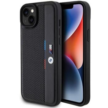 BMW BMHCP15M23PUPVK iPhone 15 Plus 6.7&quot; fekete keménytok perforált trikolor vonal kép