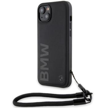 BMW BMHCP15M23RMRLK iPhone 15 Plus 6.7&quot; fekete keménytok Signature Leather Wordmark zsinór kép