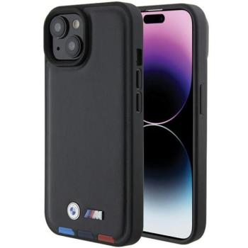 BMW BMHCP15S22PTDK iPhone 15 6.1&quot; fekete bőr bélyegző Tricolor tok kép