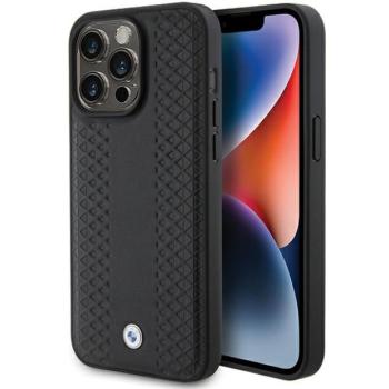 BMW BMHCP15X22RFGK iPhone 15 Pro Max 6.7&quot; fekete bőr gyémántminta tok kép