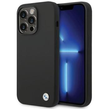 BMW BMHCP15XSILBK iPhone 15 Pro Max 6.7&quot; fekete szilikon fém logó tok kép