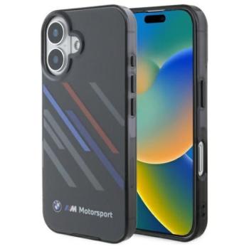 BMW BMHCP16M23HTRAK Motosport IML Random Stripes tok iPhone 16 Plus - fekete kép