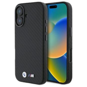 BMW BMHCP16S23PUFWC Carbon Wrapped Metal keménytok iPhone 16 - fekete kép