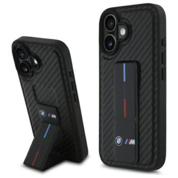 BMW BMHCP16SGSPCCK M Grip Stand Smooth and Carbon keménytok iPhone 16 - fekete kép