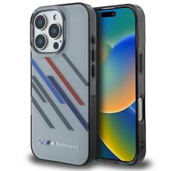 BMW BMHCP16X23HTRAG Motosport IML Random Stripes tok iPhone 16 Pro Max - szürke kép