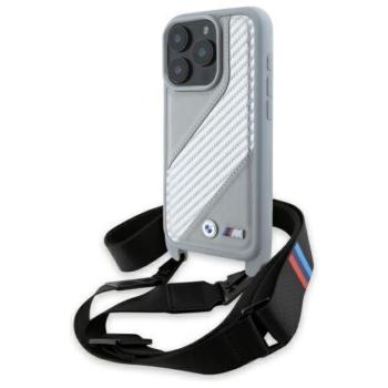 BMW BMHCP16X23PSCCG M Edition Carbon Stripe &amp; Strap keménytok iPhone 16 Pro Max - szürke kép