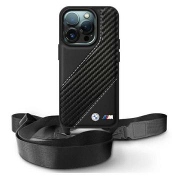 BMW BMHCP16X23PSCCK M Edition Carbon Stripe &amp; Strap keménytok iPhone 16 Pro Max - fekete kép