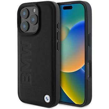 BMW BMHCP16XSLLBK Leather Hot Stamp tok iPhone 16 Pro Max - fekete kép