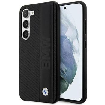 BMW BMHCS23S22RDPK Samsung Galaxy S23 S911 fekete keménytok bőr texturált és csíkos bőrrel kép