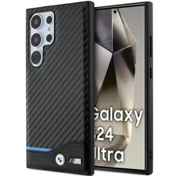 BMW BMHCS24L22NBCK Samsung S24 Ultra S928 fekete bőr Carbon tok kép