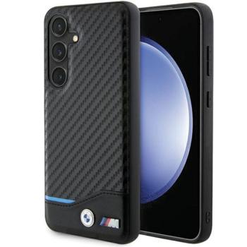 BMW BMHCS24S22NBCK Samsung S24 S921 fekete bőr Carbon tok kép