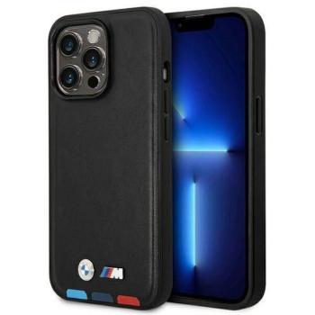 BMW BMHMP14X22PTDK iPhone 14 Pro Max 6,7&quot; fekete bőr Stamp Tricolor Magsafe tok kép