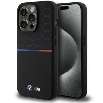 BMW BMHMP15L22SMPK iPhone 15 Pro 6.1&quot; fekete keménytok M Szilikon minta MagSafe kép