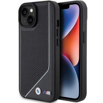 BMW BMHMP15S23PUCPK Perforated Twisted Line MagSafe-kompatibilis keménytok iPhone 15 - fekete kép