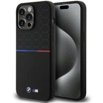 BMW BMHMP15X22SMPK iPhone 15 Pro Max 6.7&quot; fekete keménytok M szilikon mintás MagSafe szilikon kép