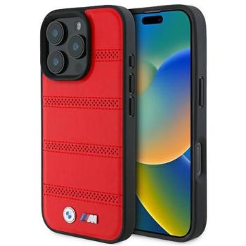 BMW BMHMP16L23PUSPR M Perforated And Stitched Line MagSafe tok iPhone 16 Pro - piros kép