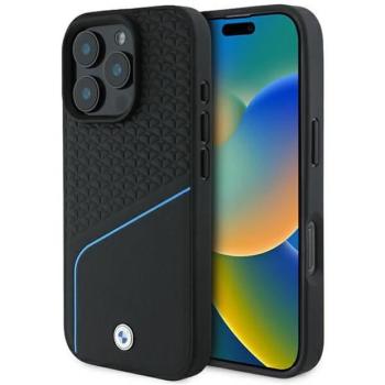 BMW BMHMP16L23RDCLK Sign Leather Textured And Line MagSafe tok iPhone 16 Pro - fekete kép