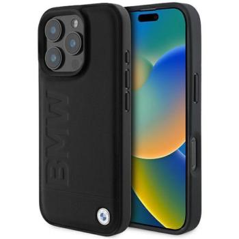 BMW BMHMP16LSLLBK Leather Hot Stamp MagSafe tok iPhone 16 Pro - fekete kép