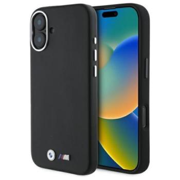 BMW BMHMP16M23PMWK M Smooth Full Wrapped Metal MagSafe-kompatibilis keménytok iPhone 16 Plus - fekete kép