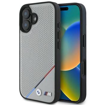 BMW BMHMP16S23PUPDG M Perforated Tricolor Line MagSafe tok iPhone 16 - szürke kép