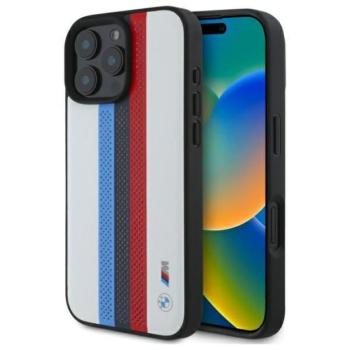 BMW BMHMP16X23PUPTH M Perforated Tricolor Printed Stripes MagSafe tok iPhone 16 Pro Max - fehér kép