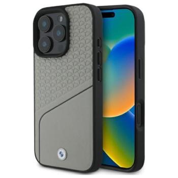 BMW BMHMP16X23RDCLG Sign Leather Textured and Line MagSafe tok iPhone 16 Pro Max - szürke kép